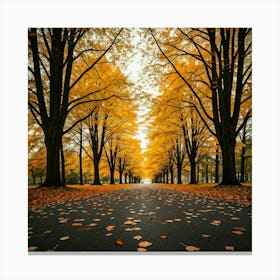 Autumn Leaves On The Road Canvas Print