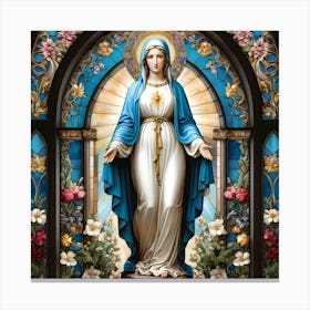 Virgin Mary at Garden Stained Glass #1 Canvas Print