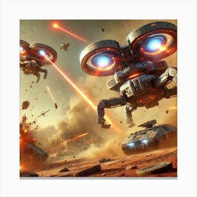 Hover Assault Vehicles Engaging Enemy Light Armor Canvas Print