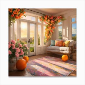 Living Room With Oranges Canvas Print