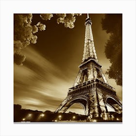 Eiffel Tower In Sepia 1 Canvas Print