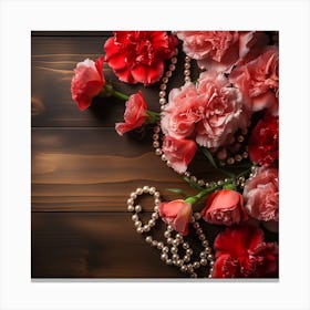 Carnations And Pearls 1 Canvas Print