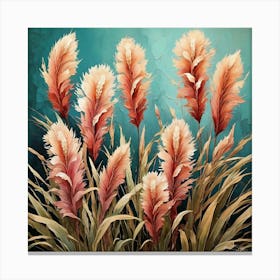 Default Flower Motif Painting Fountain Grass 1 Art Print Canvas Print