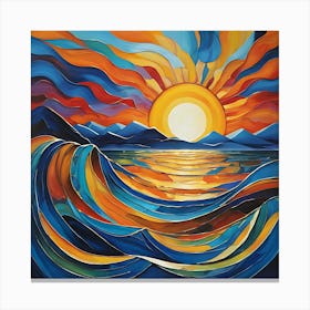 Sunset On The Waves Canvas Print