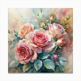 Watercolor Roses 1 Canvas Print