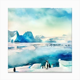 Penguins On The Ice, Antarctica Canvas Print