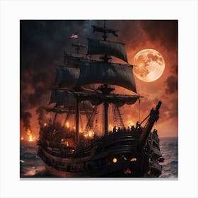 Pirate Ship At Night 1 Canvas Print