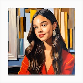 A Young Woman with a abstract background  Canvas Print