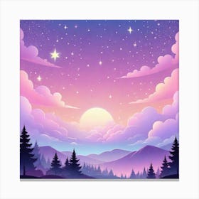Sky With Twinkling Stars In Pastel Colors Square Composition 207 Canvas Print