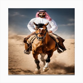 Saudi Man On Horseback Canvas Print