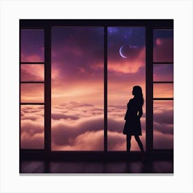 Woman Looking Out Window Canvas Print