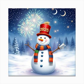 Flux Schnell A Vibrant And Joyful Snowman Standing In The Cent 2 Canvas Print