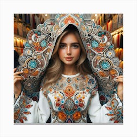 Turkish Woman In A Colorful Dress Canvas Print
