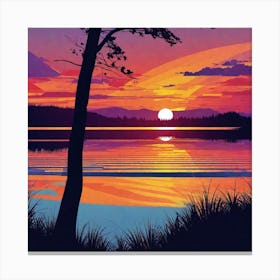 Sunset By The Lake 60 Canvas Print