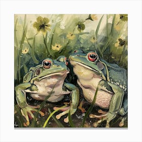 Frogs Fairycore Painting 1 Canvas Print
