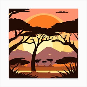 Savannah Landscape, savanna forest landscape at sunset time Canvas Print