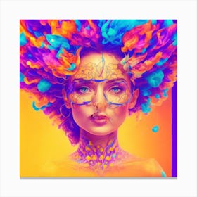 Portrait Of A Woman With Colorful Hair Canvas Print