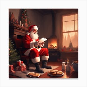 Santa Reading A Letter Canvas Print