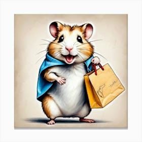 Hamster With Shopping Bag Canvas Print