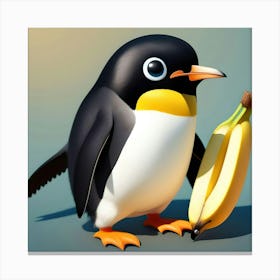 Penguin With Banana 2 Canvas Print