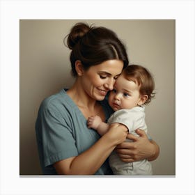 Portrait Of A Mother Holding Her Baby Canvas Print