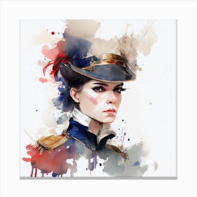 Watercolor Napoleonic Soldier Woman #1 Canvas Print