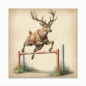 Deer Jumping Over Hurdles 3 Canvas Print