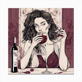 Woman Drinking Wine 1 Canvas Print