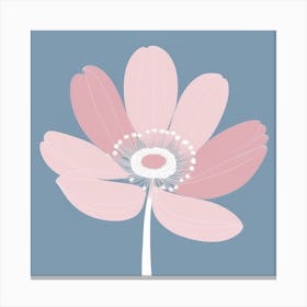 A White And Pink Flower In Minimalist Style Square Composition 138 Canvas Print