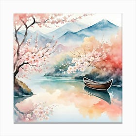 Sakura Blossom Watercolor Painting Canvas Print