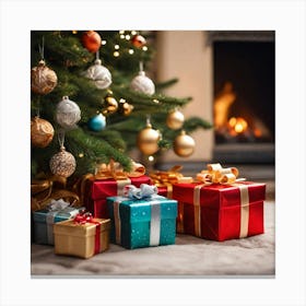 Christmas Presents Under The Tree 1 Canvas Print