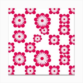 Sakura Flower pattern art, pink flowers on white background Canvas Print