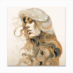 That Vibe by F Parrish | line art | female art | female head | retro art | neutral colours | FParrish Art Prints Canvas Print
