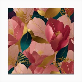 Pink Floral Wallpaper Canvas Print