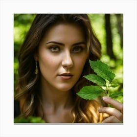 Young Woman In The Forest Canvas Print