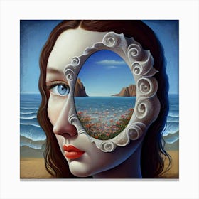 Girl In A Mirror Canvas Print