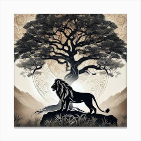 Lion And Tree 4 Canvas Print