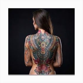 Back Of A Woman With Tattoos 6 Canvas Print