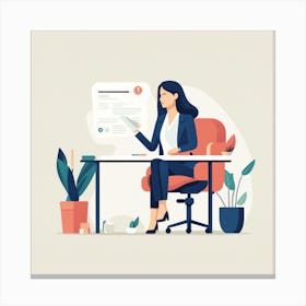 Businesswoman At Desk Canvas Print