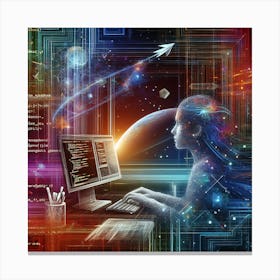 Computer Woman In Space Canvas Print