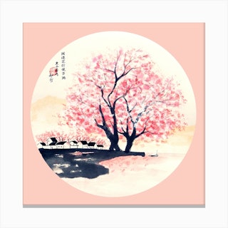 Sakura Tree Square Canvas Print