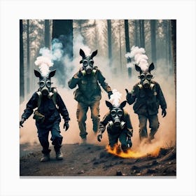 Group Of People In Gas Masks Canvas Print
