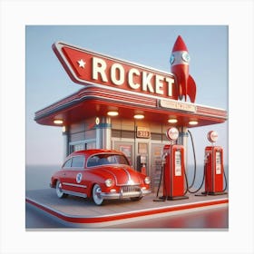 Red Rocket Gas Station 3 Canvas Print