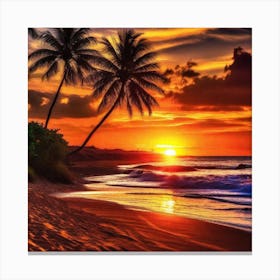 Sunset On The Beach 318 Canvas Print
