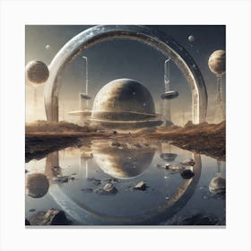 Spaceships And Planets 5 Canvas Print