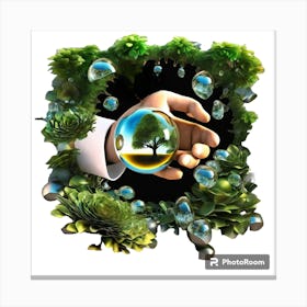Hand Holding A Tree Canvas Print