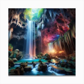 Waterfall In The Cave 2 Canvas Print