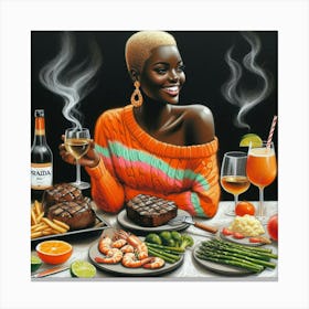 Black Woman At The Table Canvas Print