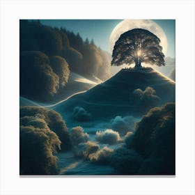 Tree In The Moonlight Canvas Print