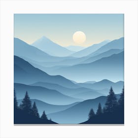 Misty mountains background in blue tone 60 Canvas Print